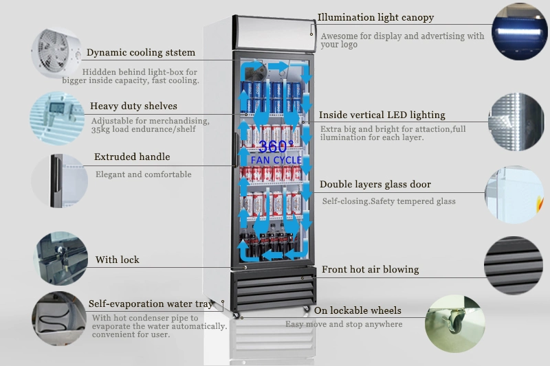 Vertical Glass Door Beverage Display Cooler