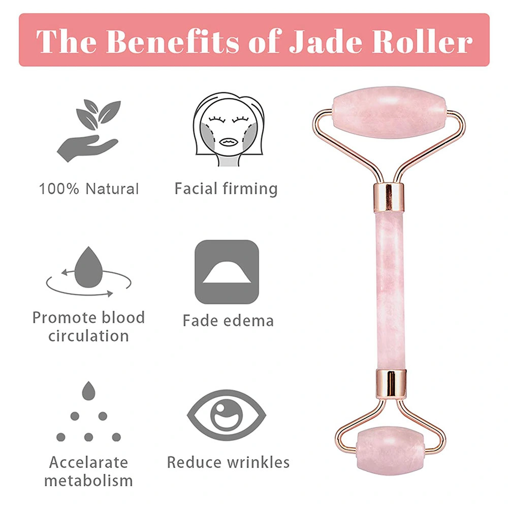 Rose Quartz Face Roller Skin Care Product Jade Roller and Gua Sha Set for Face