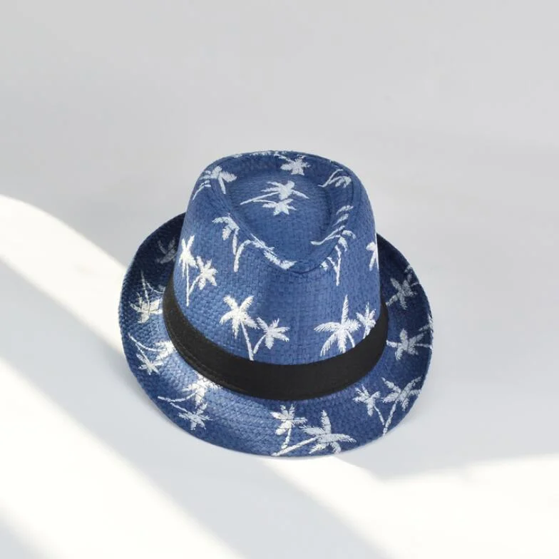 Summer Wide Brim Straw with Large Bowknot Printed Panama Straw Hats for Adults