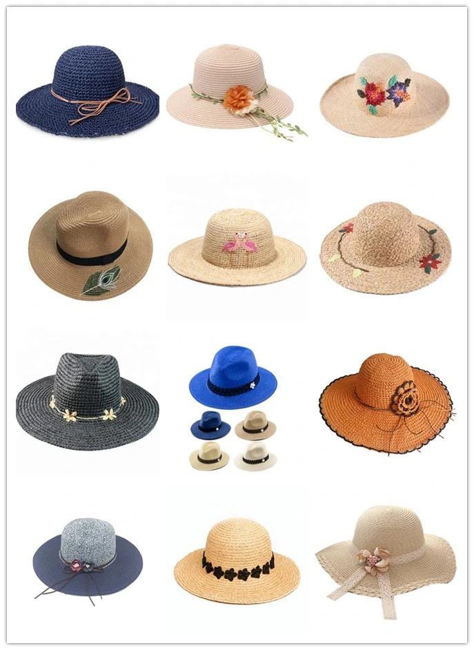 Custom Fashion Lady Paper Panama Straw Fedora Hats Men Beach Summer Sun Hat