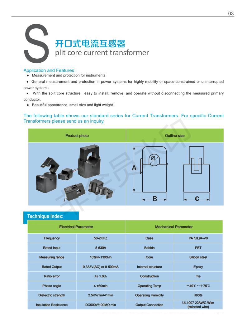 Split Core Toroidal Current Transformer Zemctk08-1 Input 0-200A