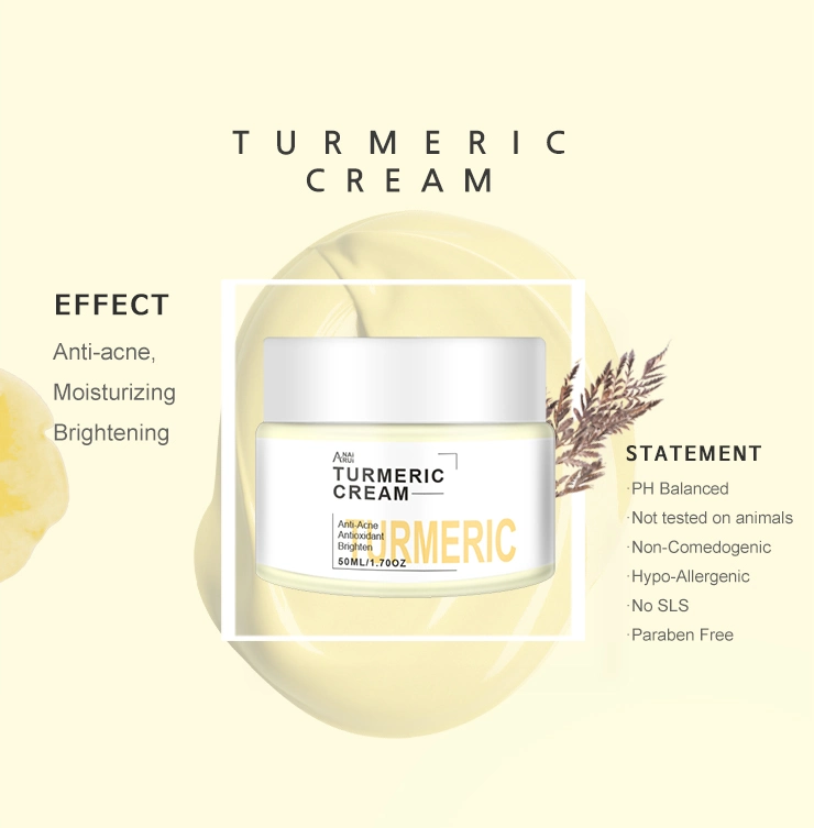 Private Label Anti-Acne, Moisturizing, Brightening Turmeric Facial Cream Skin Whitening Face Cream