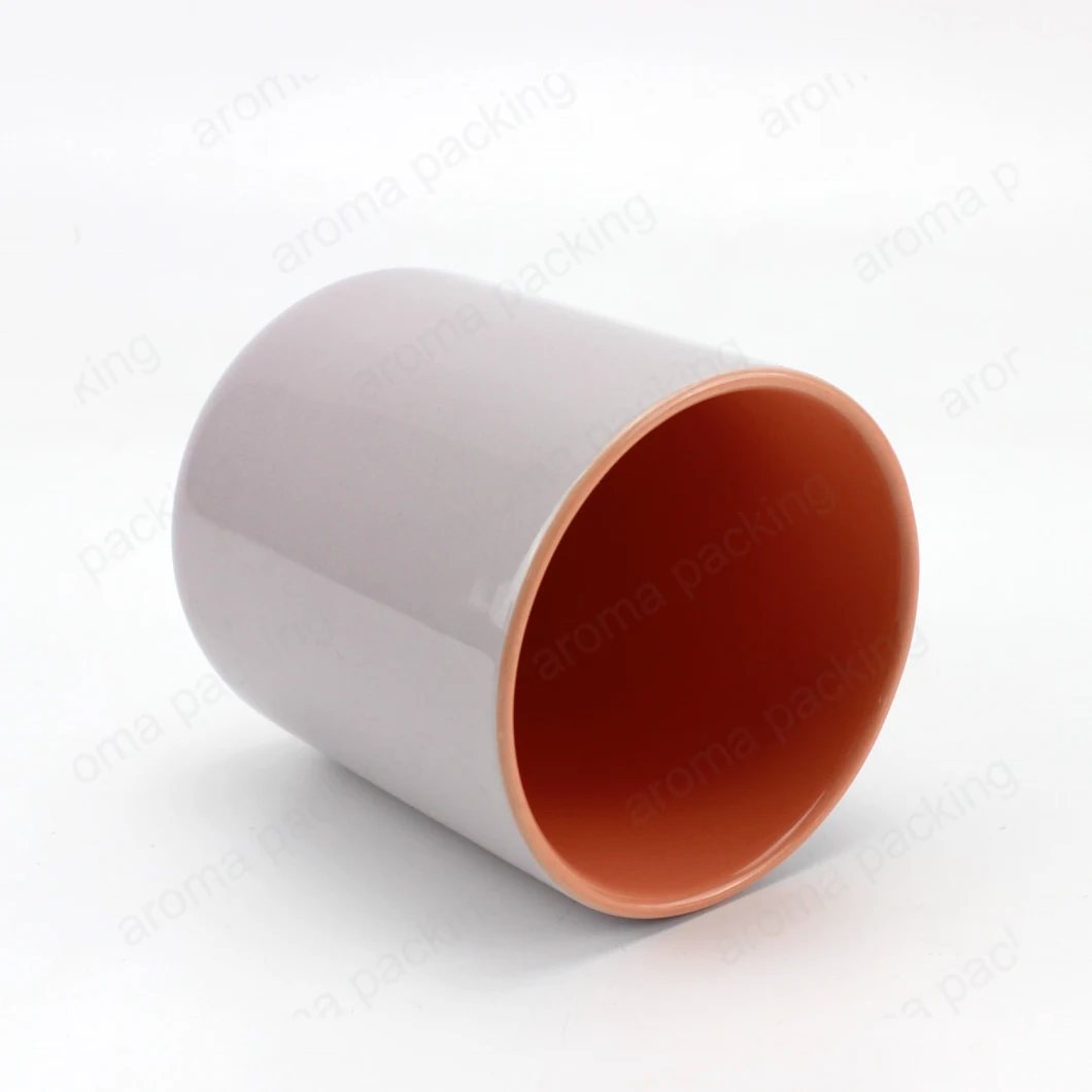 Empty Round Shape Bottom Glazed Ceramic Porcelain Candle Jar