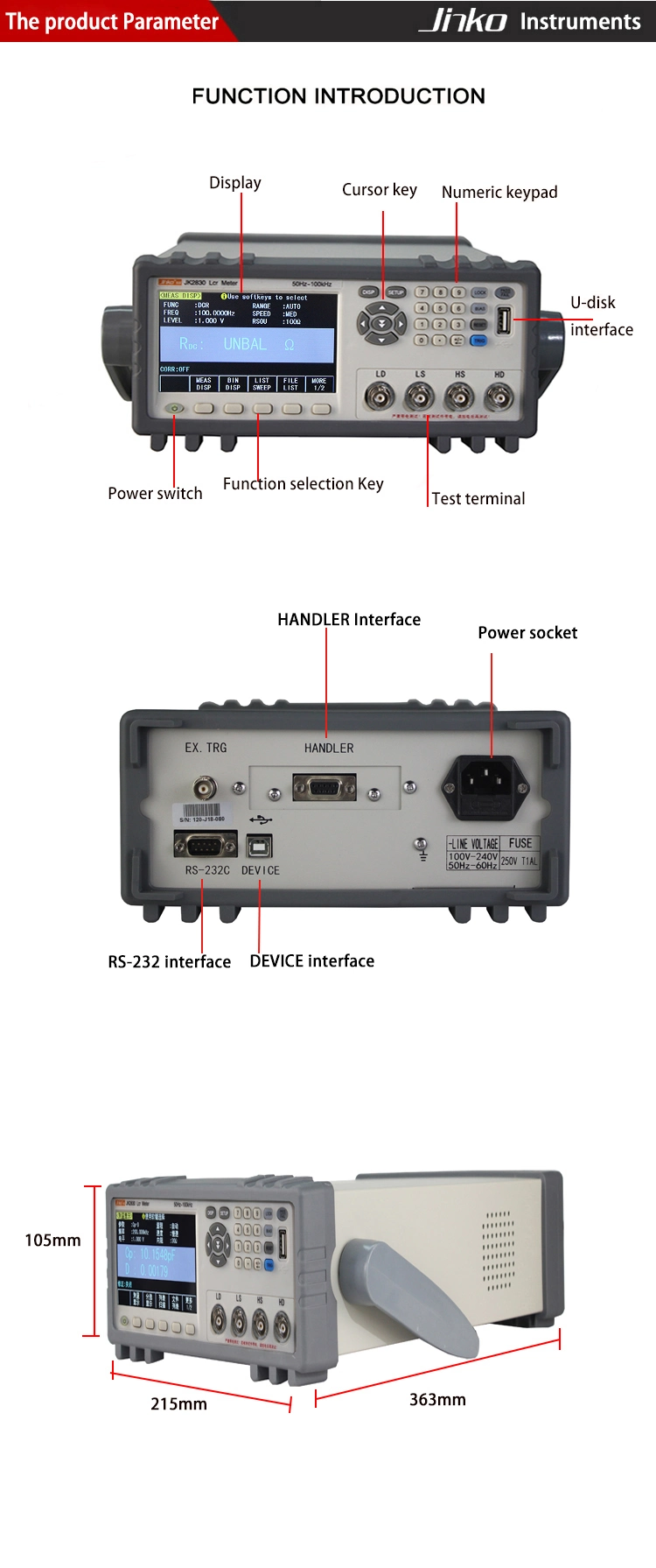 Jk2830 Lcr Meter 50Hz-100kHz Rlc Meter Capacitance Meter Resistance Meter