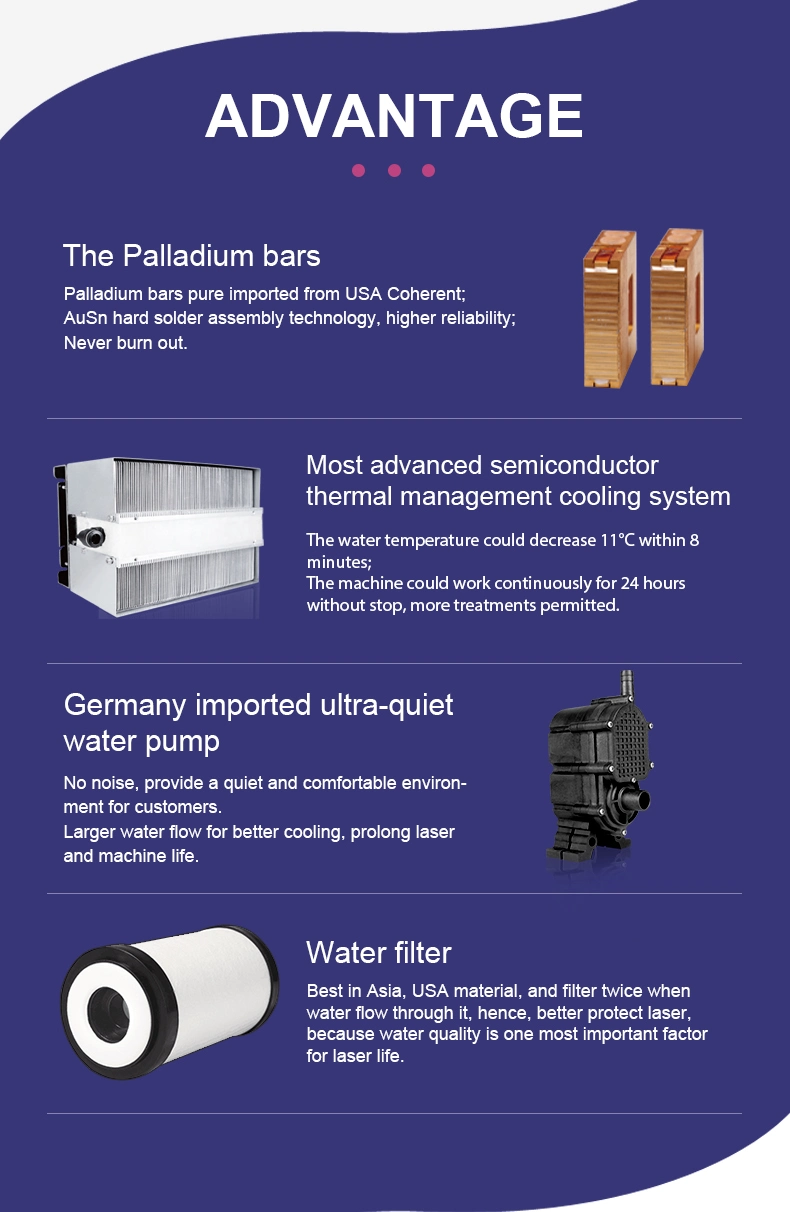 Medical CE Approved Germany Bars 808 Diode Laser Machine with USA Laser Bars