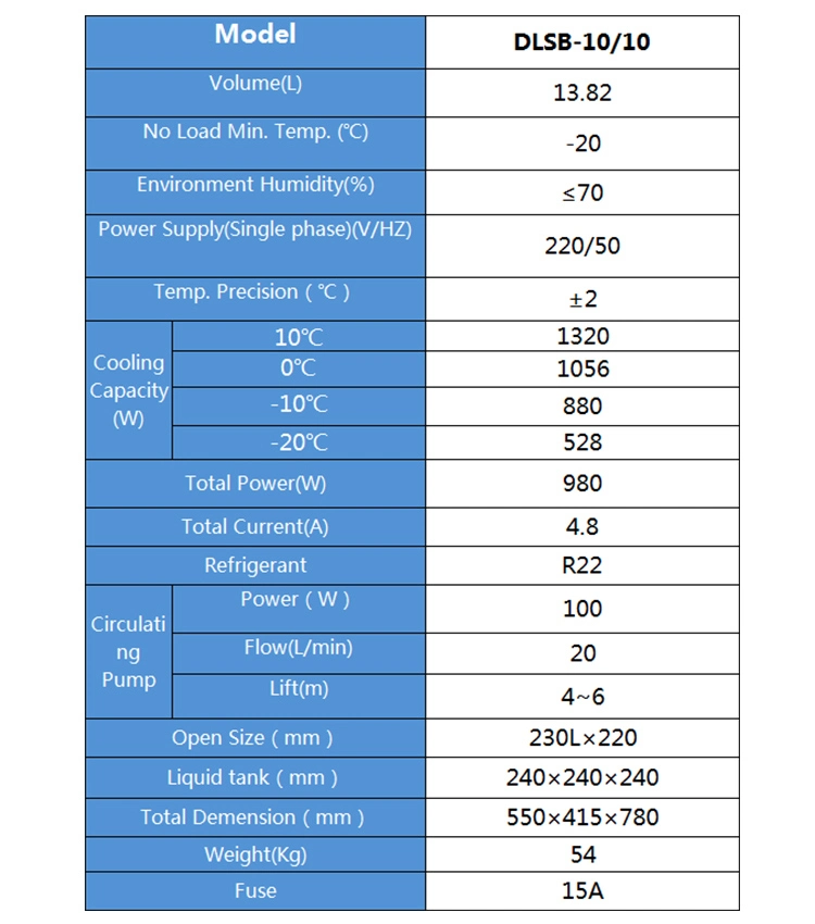 Low Temperature Refrigerated Liquid Circulating Pump Cooling Chiller