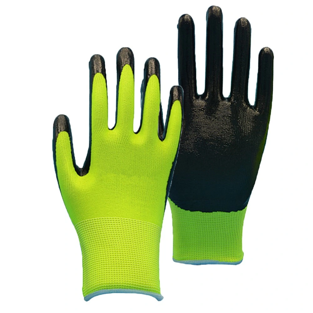 13G Nitrile Coated Gloves, Plain Coated, Half Coated Nitrile Glove, with Good Quality and Competitive Price