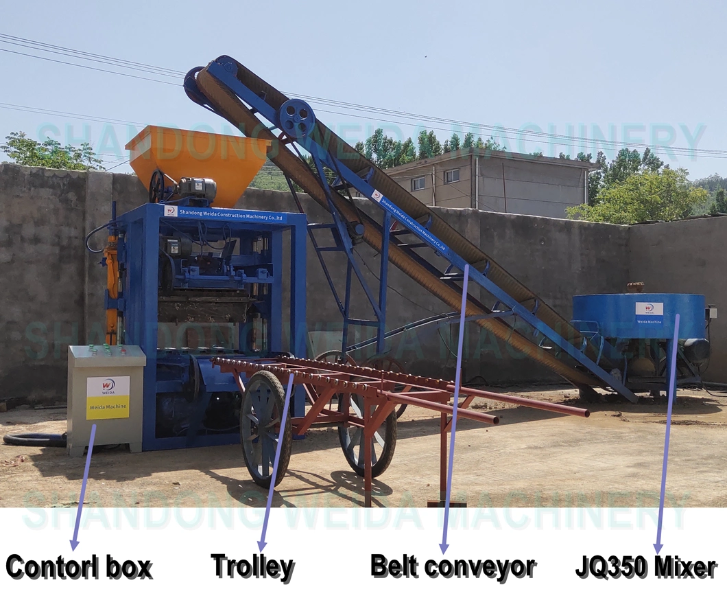 Weda Qt4-24b Vibration Compressed Interlocking Hourdis Paver Hollow Solid Curbstone Clay Fly Ash Cement Sand Color Blocks Brick Making Machinery Production Line