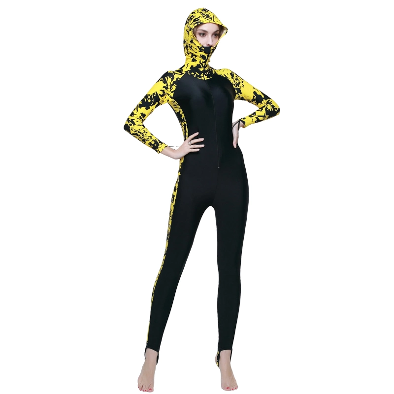 Women One Piece Long Sleeve Hooded Lycra Swimwear