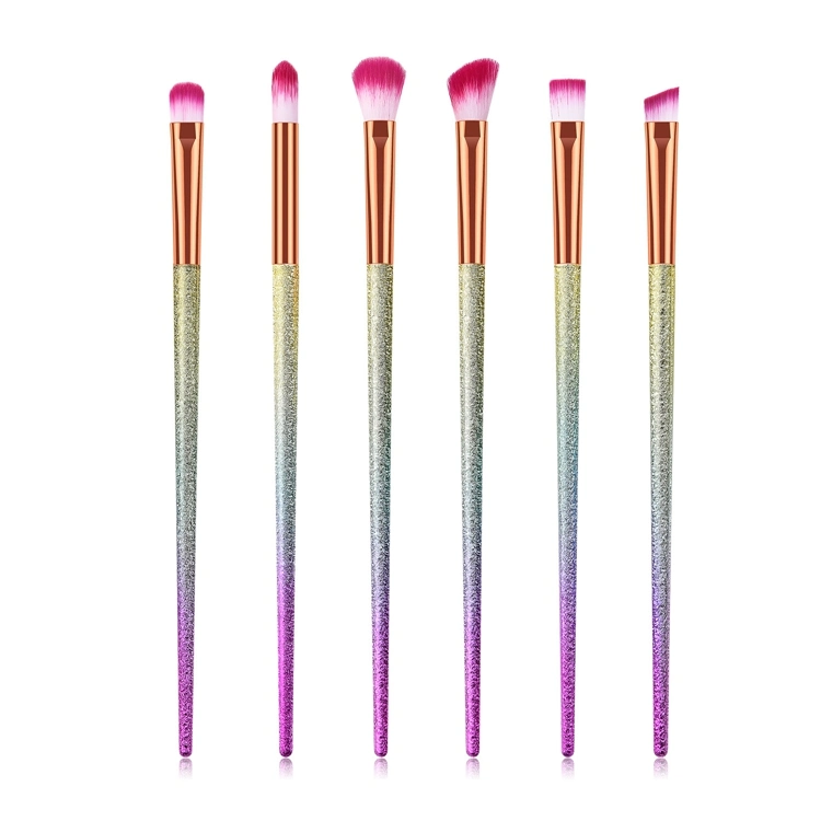 6PCS Diamond Makeup Brushes Kits Eye Brush Set Blending Eyeshadow Angled Eyeliner Smoked Bloom Makeup Brushes Beauty Cosmetics