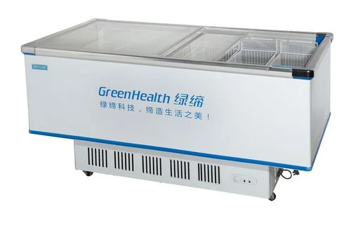 New Style Supermarket Sliding Door Chest Deep Commercial Island Freezer