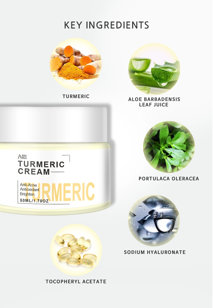 Private Label Anti-Acne, Moisturizing, Brightening Turmeric Facial Cream Skin Whitening Face Cream