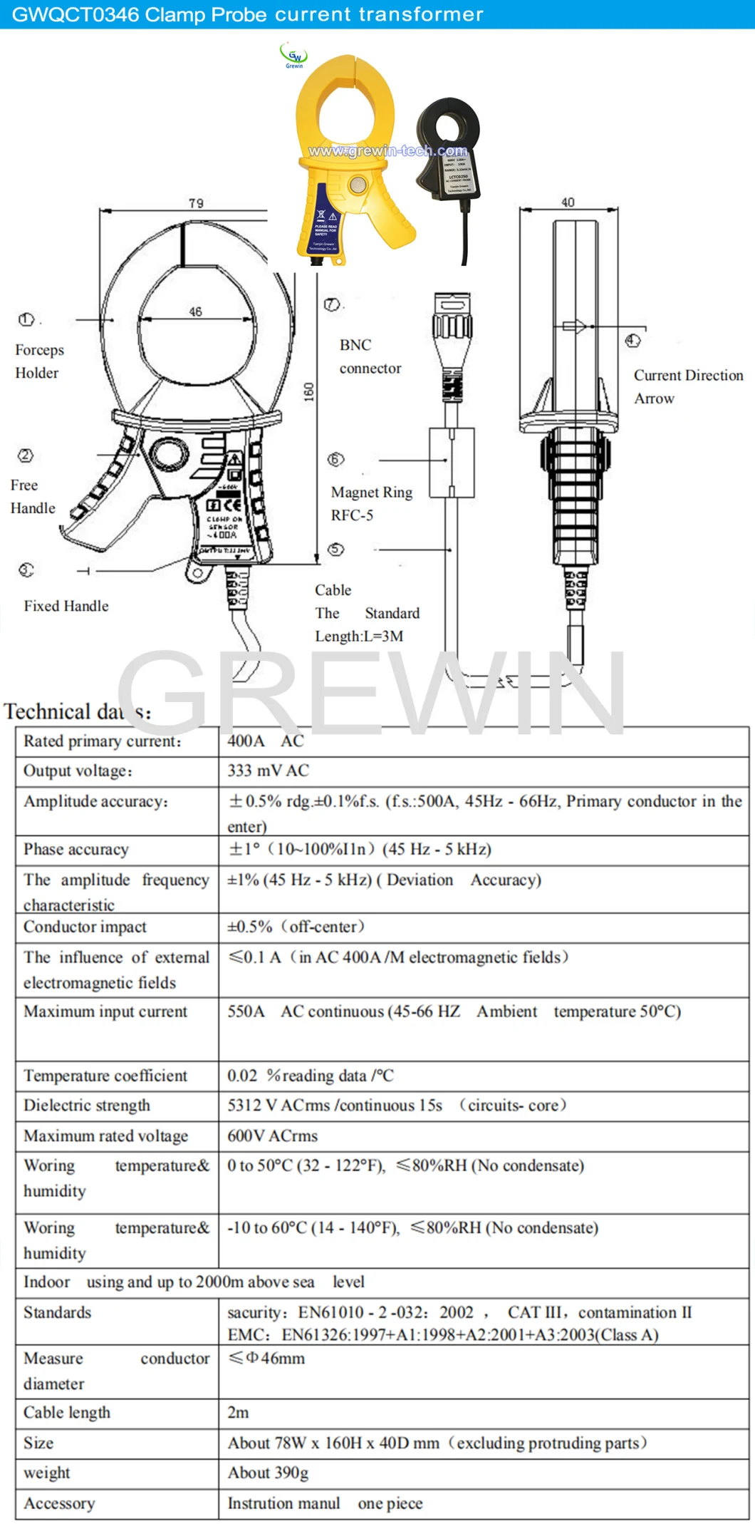 50A Low Current Clamp Meter Current Transformer 100A 150A