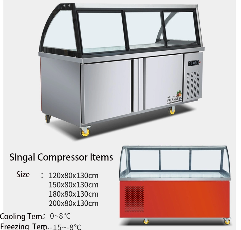 Refrigerated Salad Restaurant Under Counter Freezer Deli Cooked Food Display Refrigerator