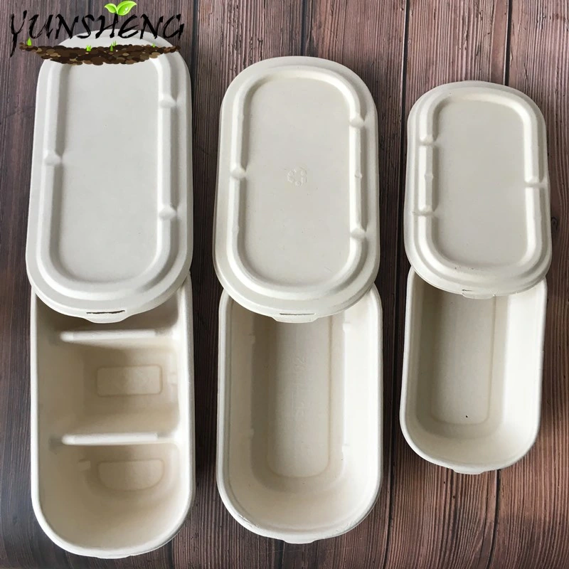 Eco-Friendly Customized Disposable Wheat Straw Paper Box with Lids Which Are Two Compartments