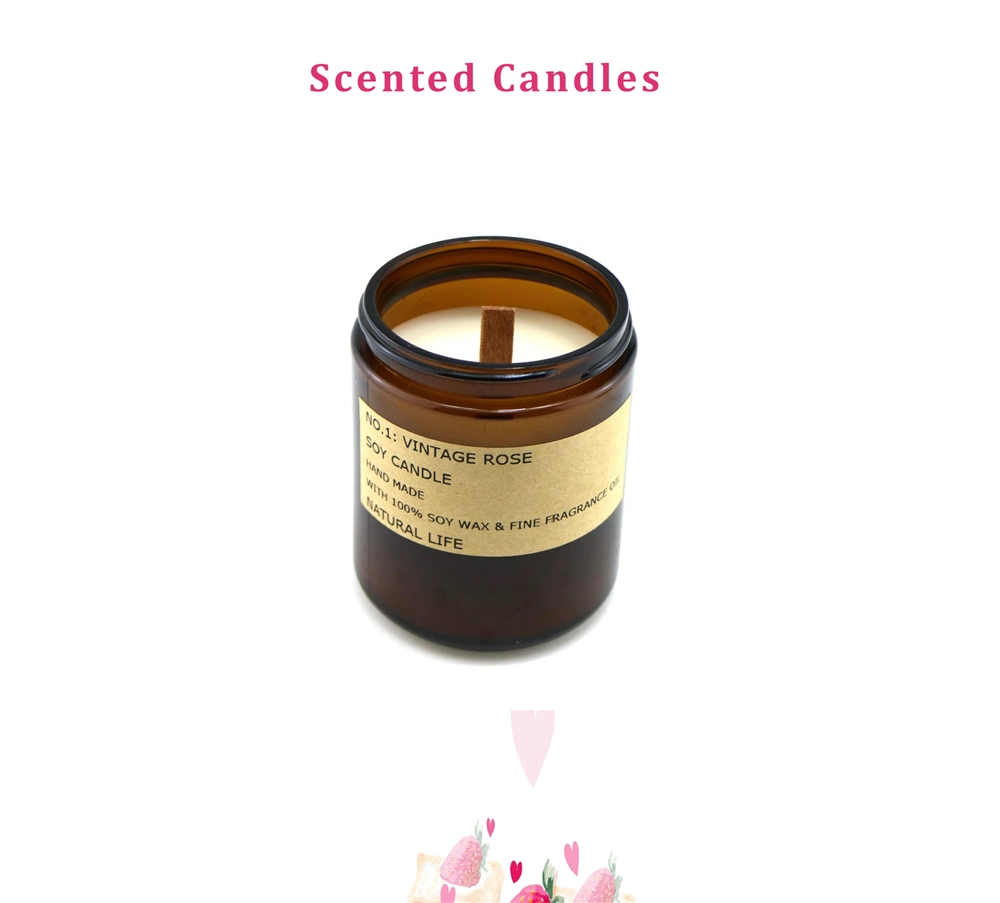 Aroma Candle Gifts Amber Glass Scented Soy Candle for Bath SPA Relax