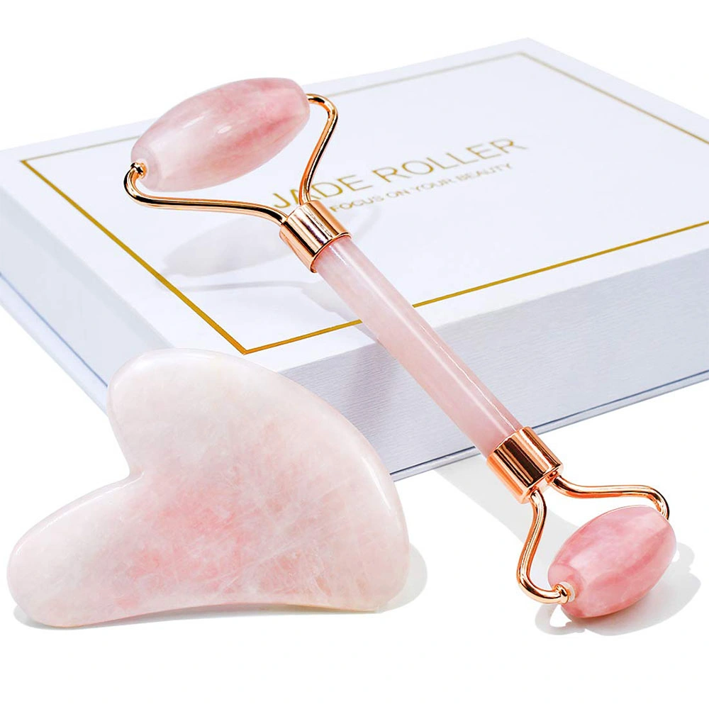 Rose Quartz Face Roller Skin Care Product Jade Roller and Gua Sha Set for Face