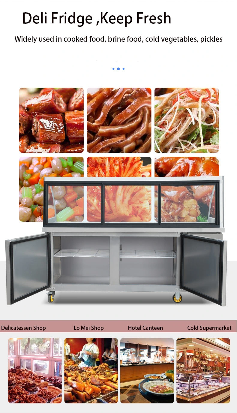 Refrigerated Salad Restaurant Under Counter Freezer Deli Cooked Food Display Refrigerator