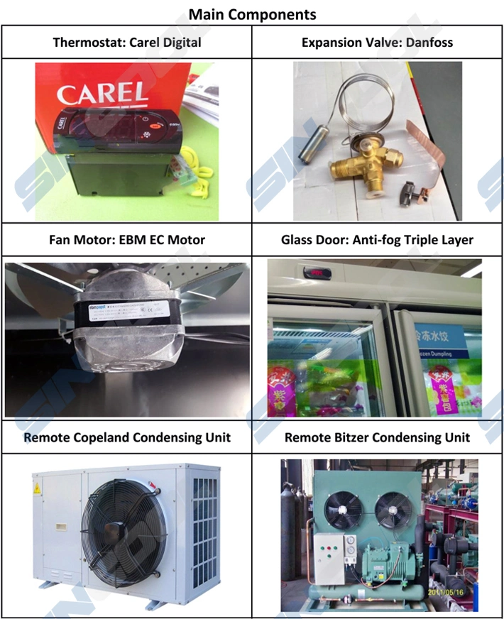 Commercial 5 Glass Doors Display Freezer for Supermarket