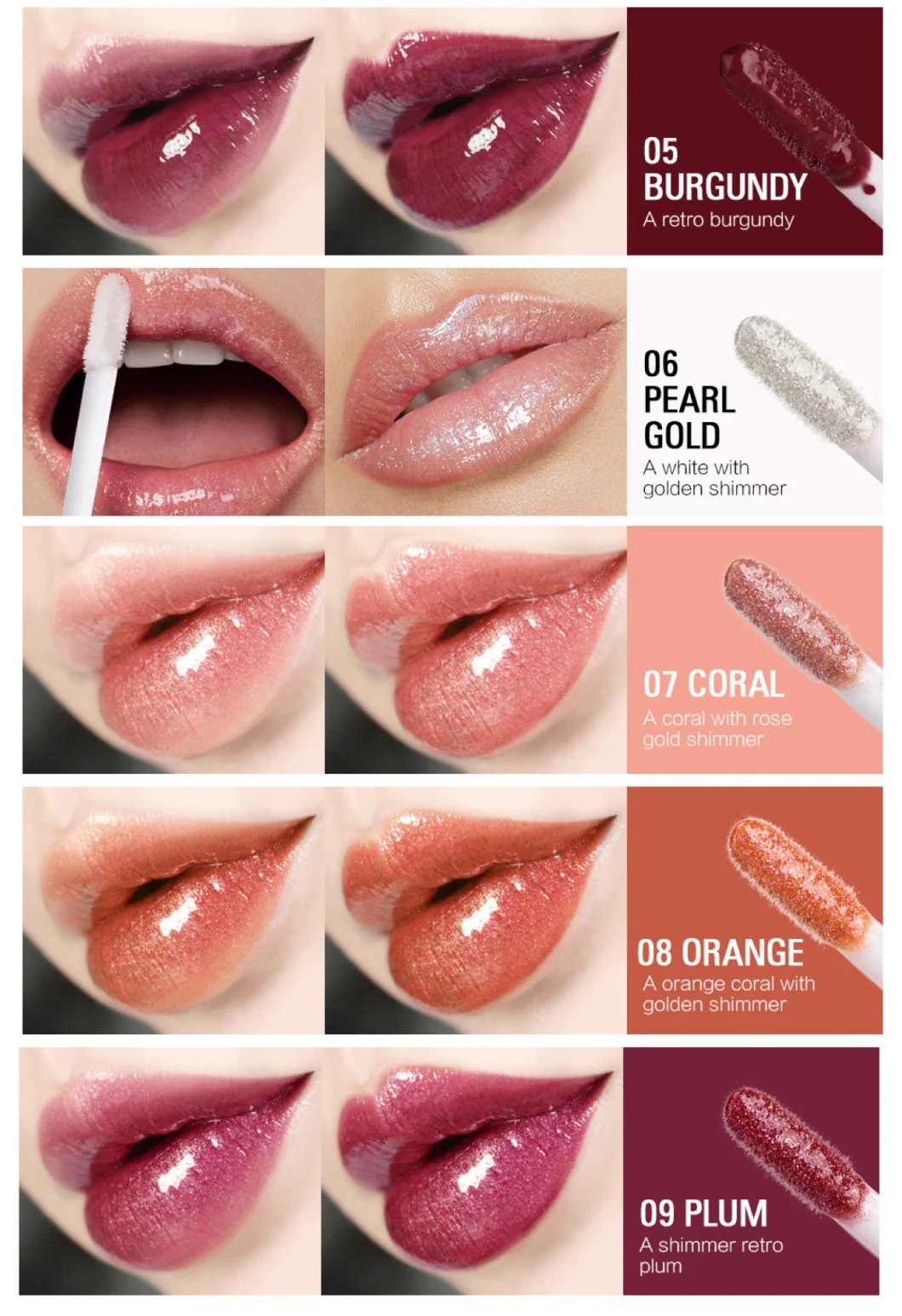 9 Color Mirror Lip Glaze Moisturizing Glass Lip Gloss