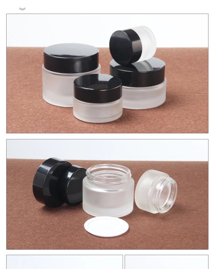 Cosmetic Set in Black Caps and Frosted Glass for Skin Care