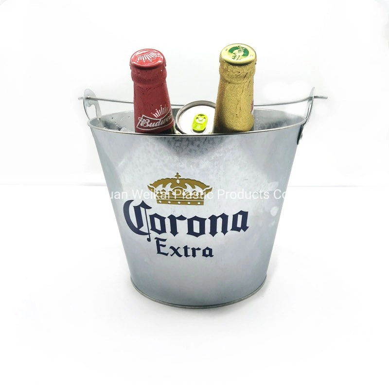 Ice Bucket Beverage Bucket Galvanized Round Party Beverage Tub Drink Cooler Ice Bucket Wine Barrel