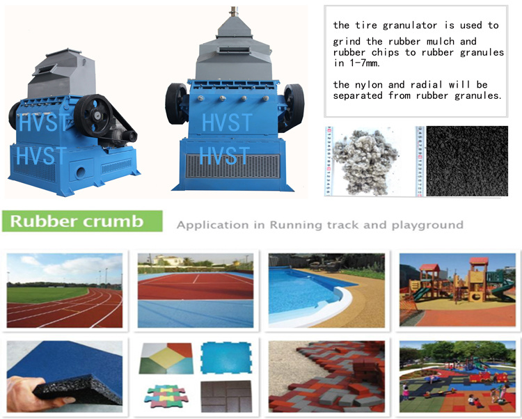 Recycled Rubber Mulch Machine Rubber Powder Tile Making Line Tire Waste Crusher Machine