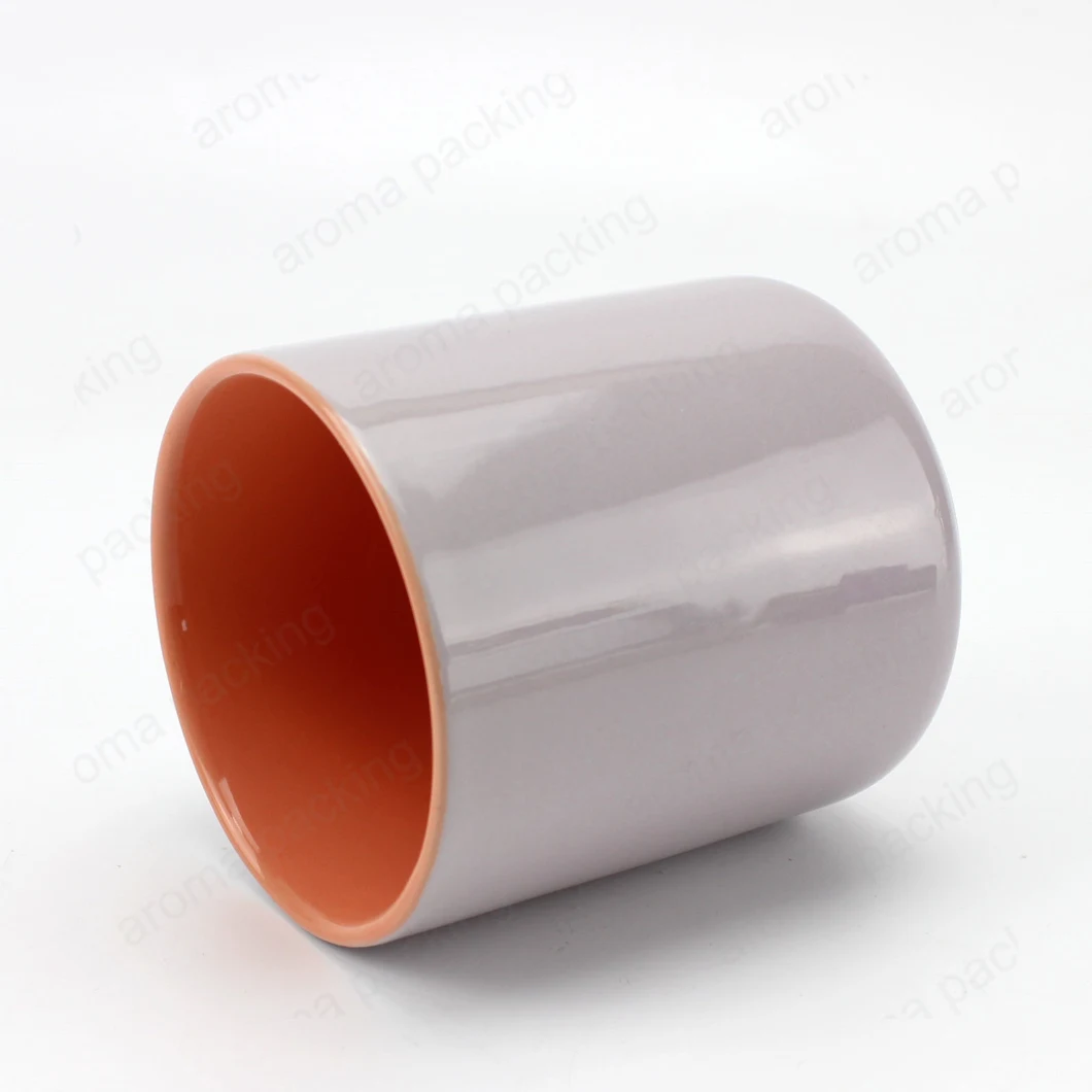 Empty Round Shape Bottom Glazed Ceramic Porcelain Candle Jar