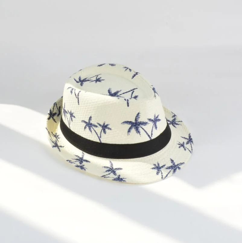 Summer Wide Brim Straw with Large Bowknot Printed Panama Straw Hats for Adults