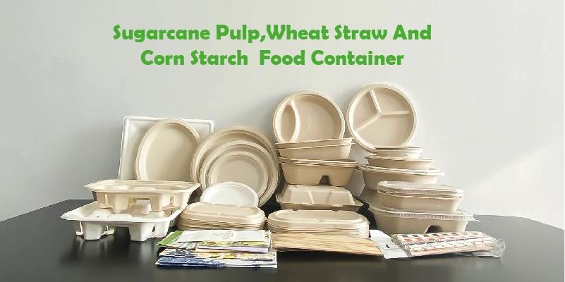 Wholesale Natural Wheat Straw Pulp Double Compartments Food Container