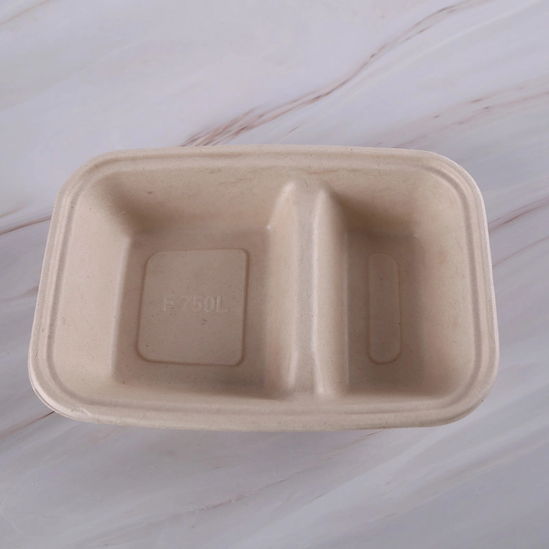 Biodegradable Wholesale Natural Wheat Straw Pulp Double Compartments Food Container