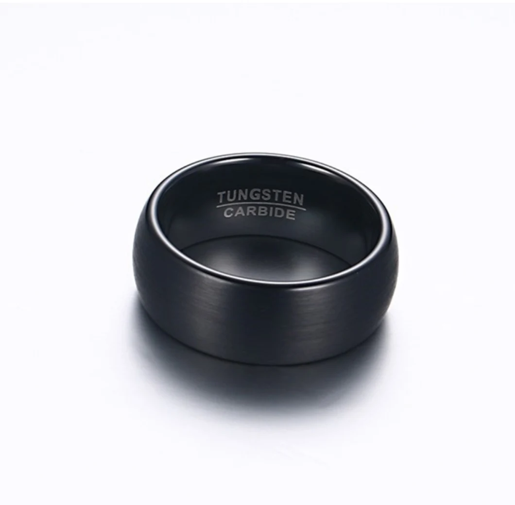 Wholesale Jewelry 8mm Brushed Tungsten Steel Ring Black Trendy Men's Tungsten Steel Jewelry Tst8251