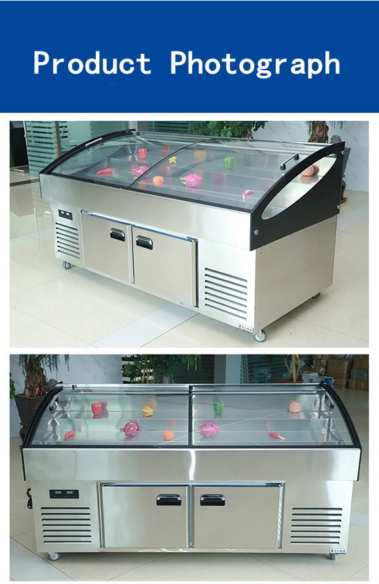 Frozen Food Ice Table Island Freezer with Top Glass