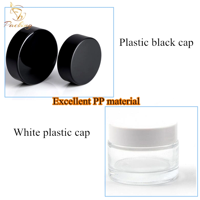 Glass Container 30g 50g Clear Cosmetic Glass Cream Jar with Plastic White Cap for Facial Cream