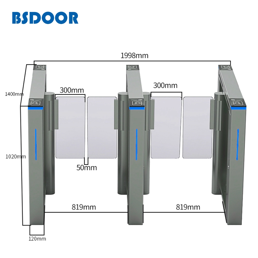 High Security Automatic Glass Speed Gate Security Barrier Gate