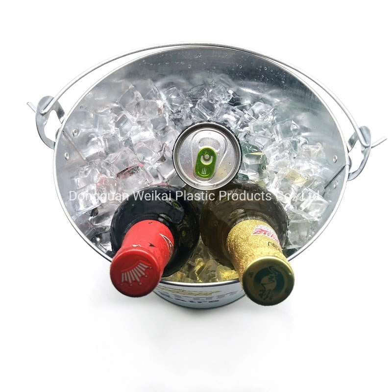 Ice Bucket Beverage Bucket Galvanized Round Party Beverage Tub Drink Cooler Ice Bucket Wine Barrel