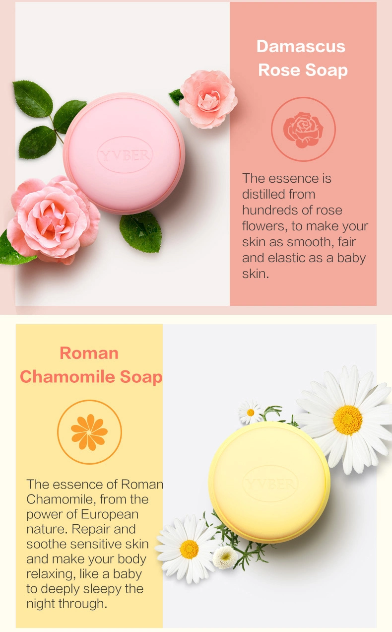 Natural Essential Oils Rose Bar Soap in Retractable Bath Soap Holder