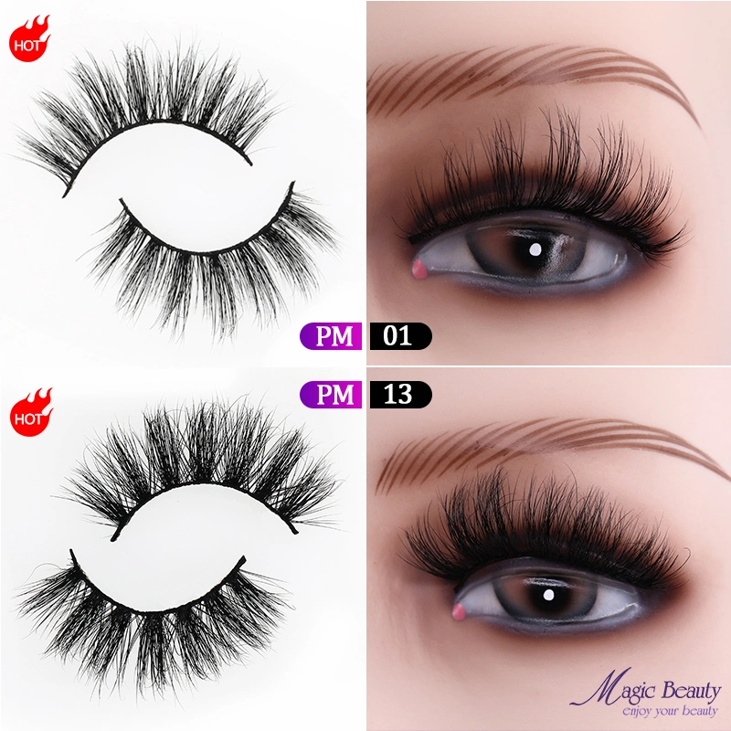 Hot Selling Pm01 Pm13 3D Premium Mink Lashes Cosmetics Eyelashes Beauty Eyelash with Free Brush