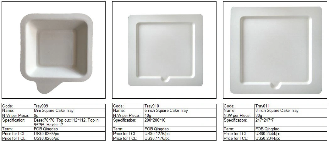 Many Sizes100% Natural Biodegradable Compostable Wheat Straw Fiber, Bagasse Tray