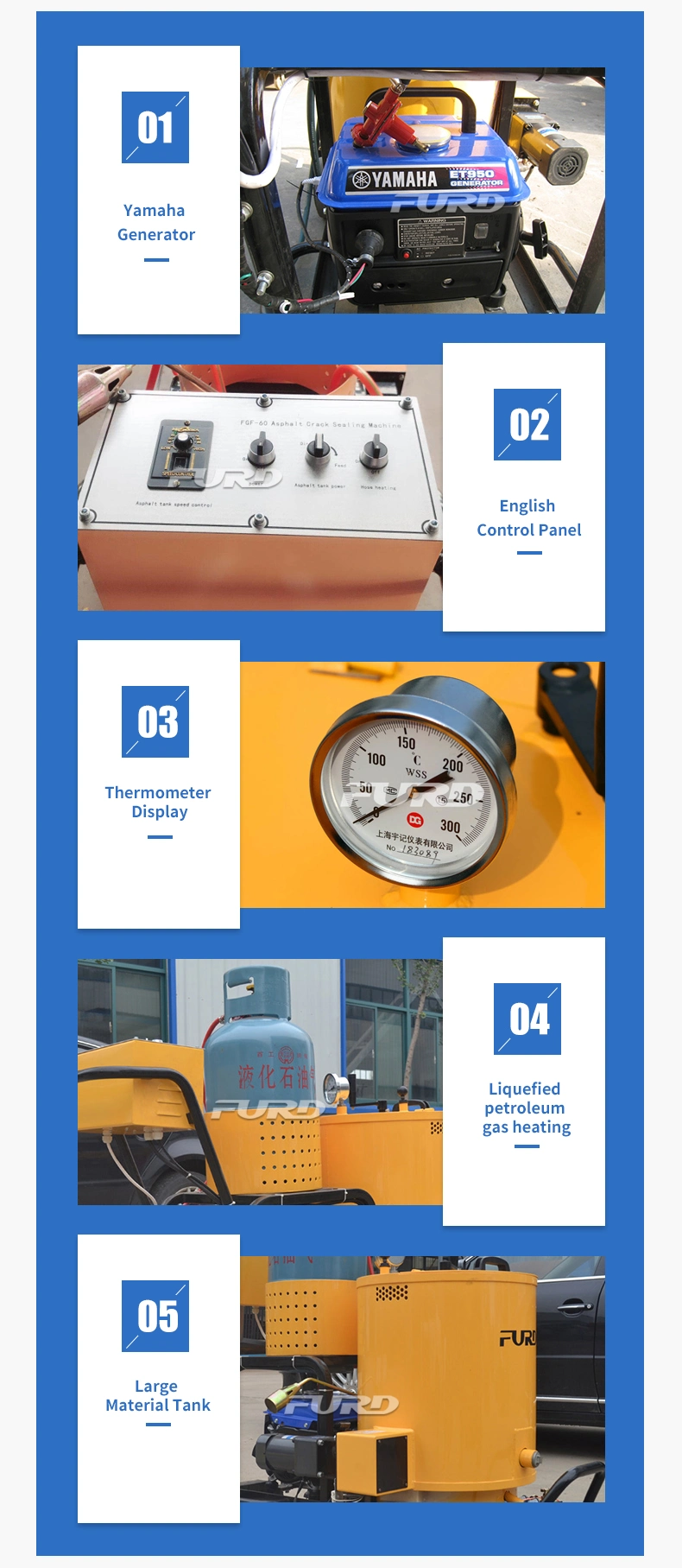 LPG Heated Road Concrete Asphalt Crack Sealing Machine Fgf-60