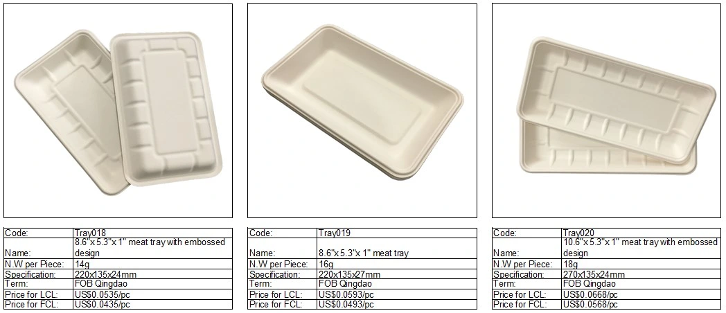 Many Sizes100% Natural Biodegradable Compostable Wheat Straw Fiber, Bagasse Tray