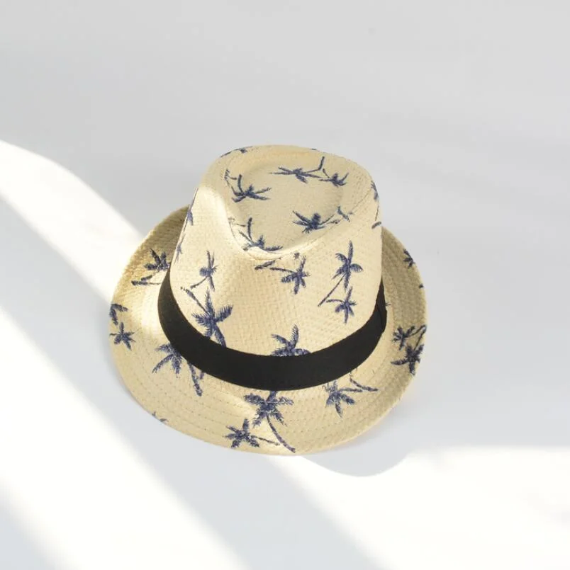 Summer Wide Brim Straw with Large Bowknot Printed Panama Straw Hats for Adults