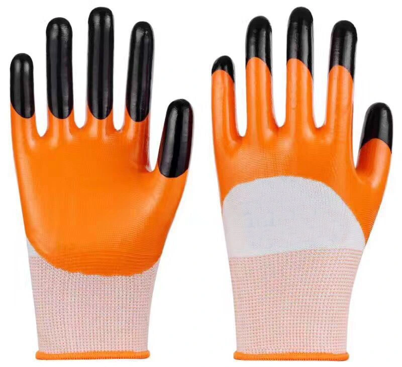 13G Nitrile Coated Gloves, Plain Coated, Half Coated Nitrile Glove, with Good Quality and Competitive Price