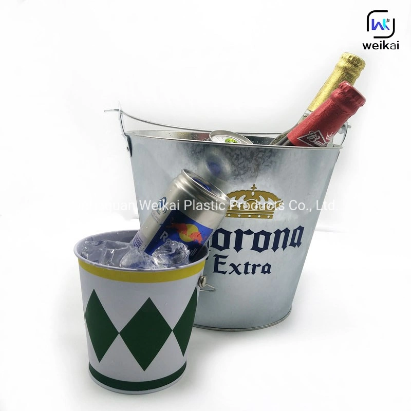 Ice Bucket Beverage Bucket Galvanized Round Party Beverage Tub Drink Cooler Ice Bucket Wine Barrel