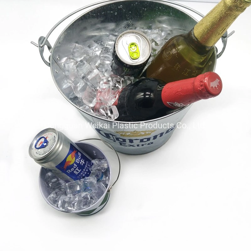 Ice Bucket Beverage Bucket Galvanized Round Party Beverage Tub Drink Cooler Ice Bucket Wine Barrel