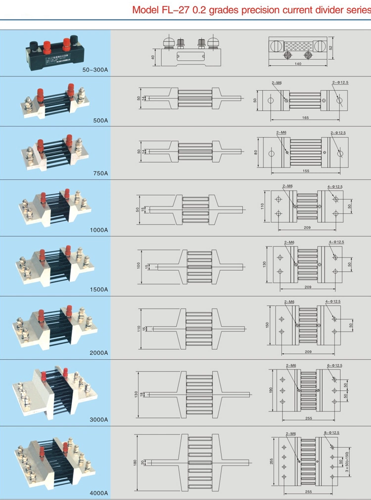Fl-27 Series Class 0.2 High Accuracy Shunt Resistor DC Current Resistance 5-4000 a