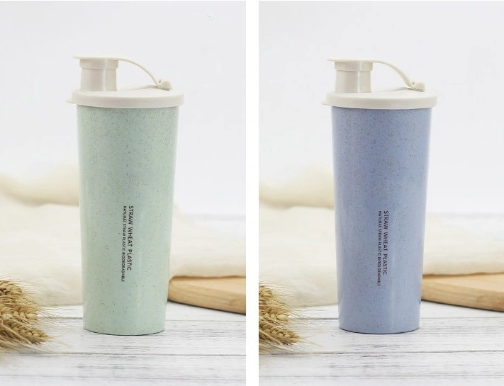 Free Sample Custom Logo 450ml BPA Free Borraccia Eco Friendly Wheat Straw Biodegradable Water Bottles