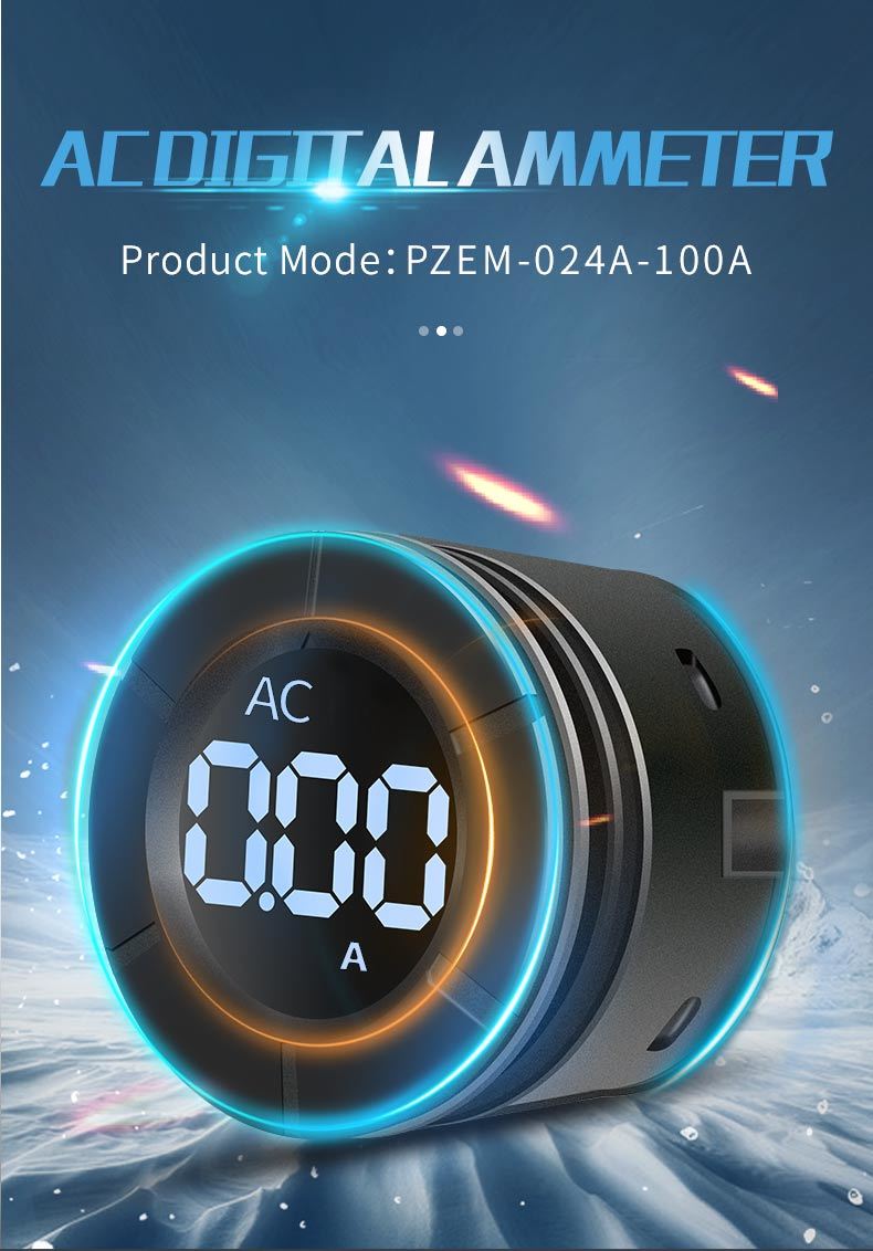 Peacefair Round LCD Wholesale Electricity Meter Current Meter 30-500V 100A
