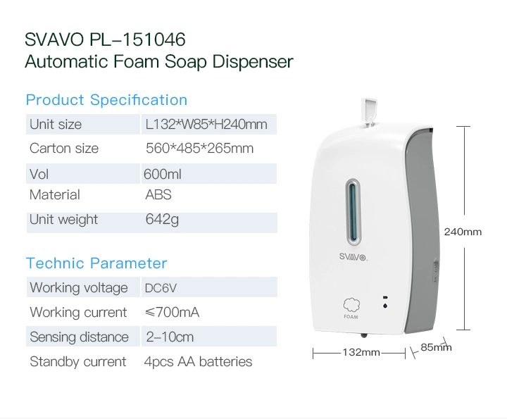 Smart and Clean Automatic Sensor Foam Soap Dispenser for Hand Soap and Hand Disinfectant