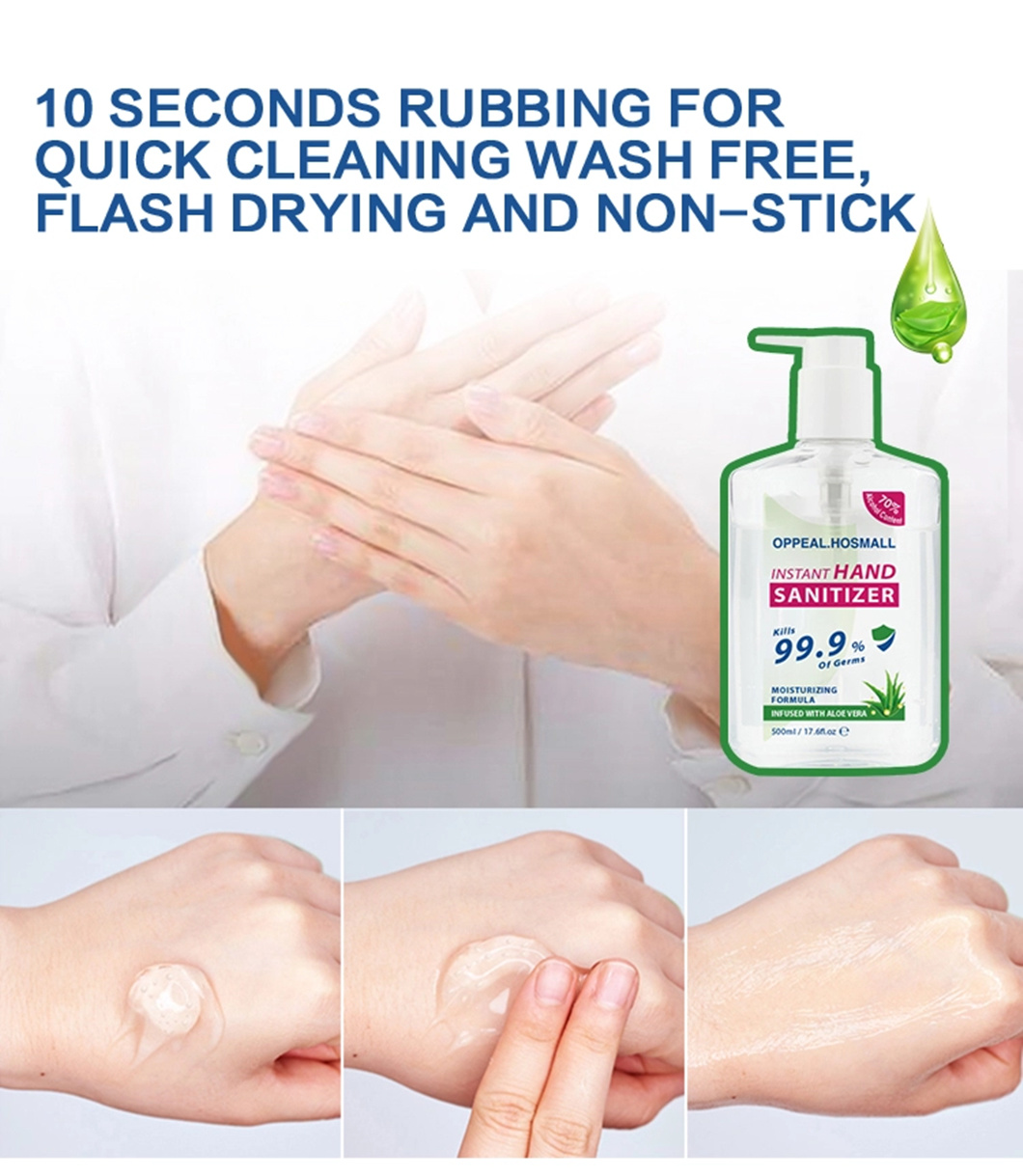 OEM Custom 300ml 500ml Liquid Hand Sanitiser Gel Antibacterial Rinse-Free 75% Alcohol Gel Hand Sanitizer